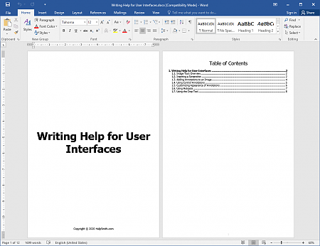 Cover and TOC Sections in a Word Document
