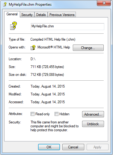 Blocked CHM Help File