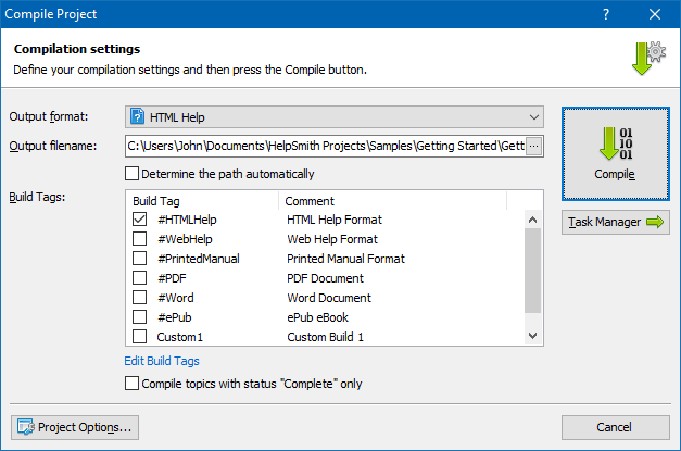 Specifying the Output Directory