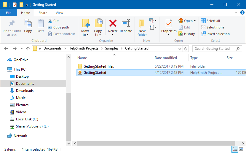 A Help Project File with its Media Repository Folder