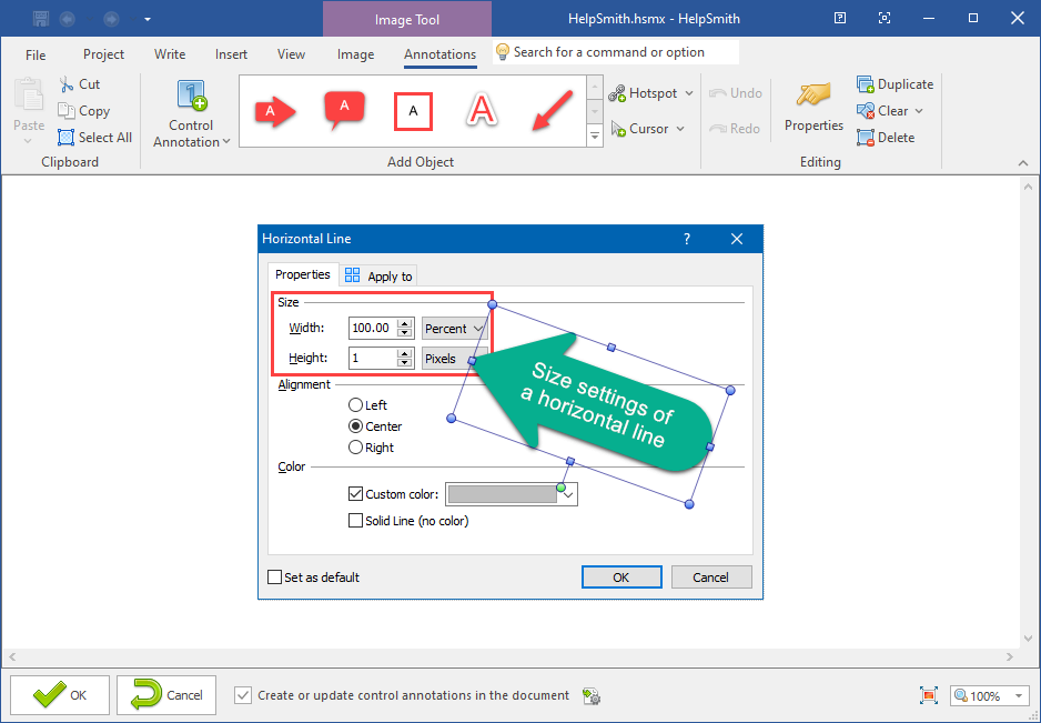 Image Tool Integrated Into the HelpSmith's Window