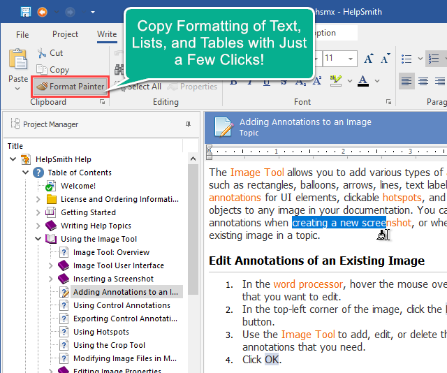 Using the Format Painter Tool to Copy and Apply the Formatting of Content Quickly