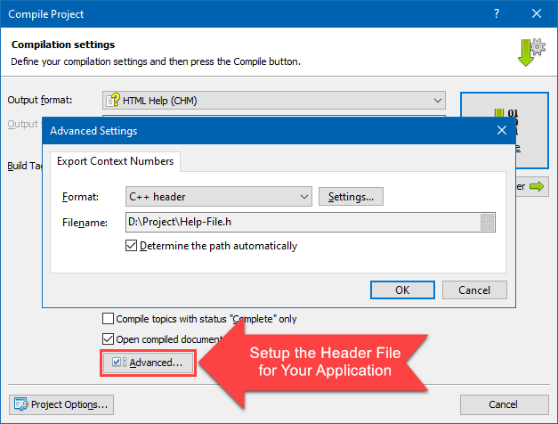 Generating a Header File During the Compilation of a .CHM Help File