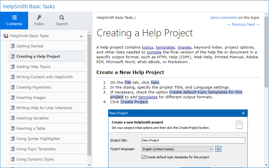 Web Help System Using the 'Blue Fog' Theme