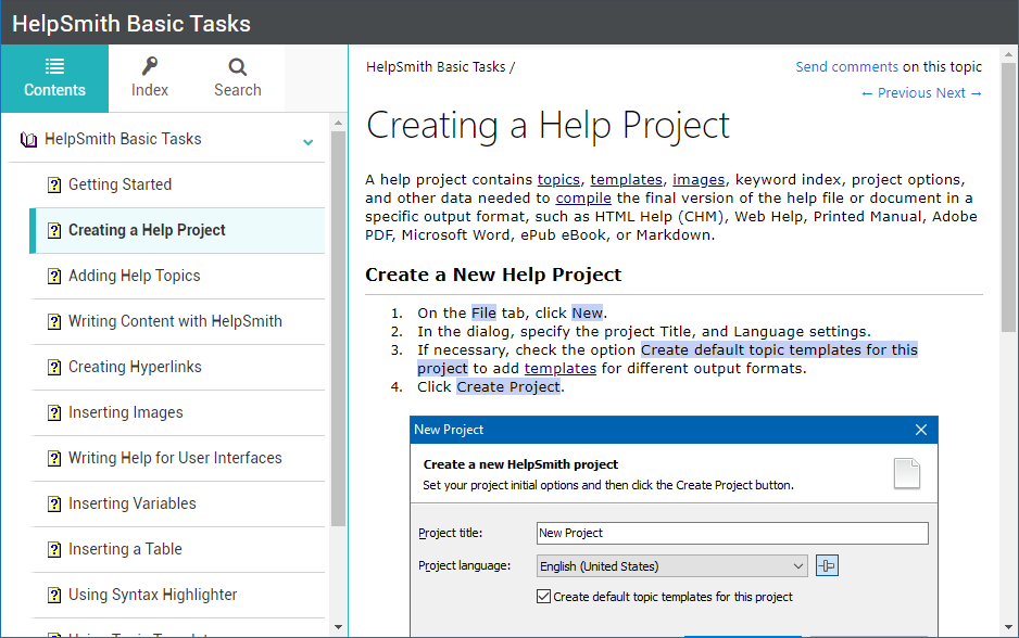 Web Help System Using the 'Moonstone' Theme