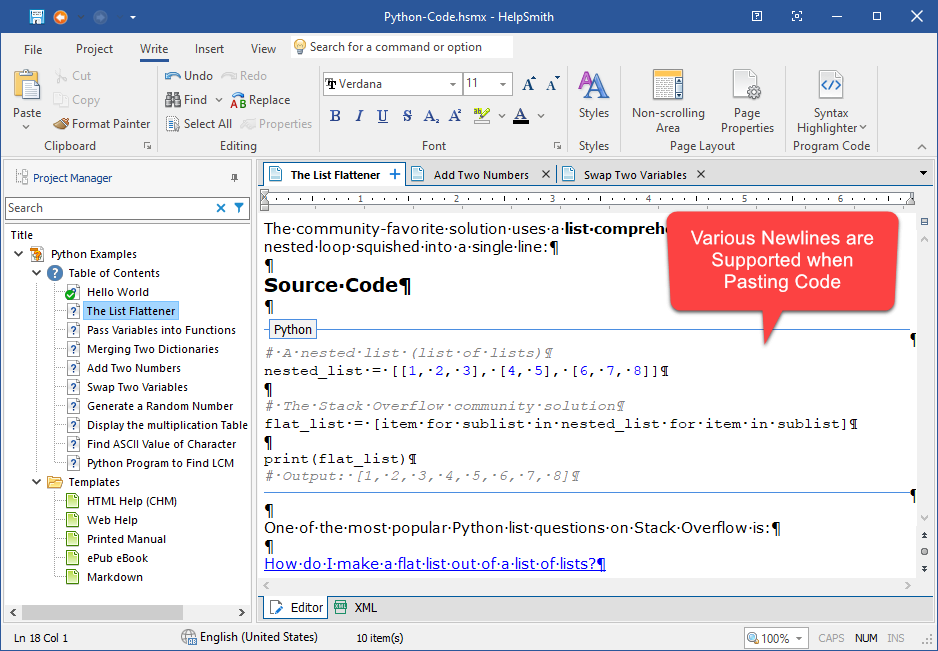 Correct Handling of Line Breaks in Pasted Code Blocks