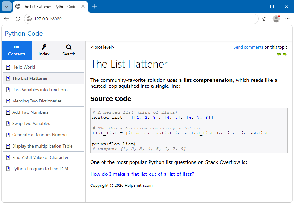 The Same Code Block in the Compiled Web Help System