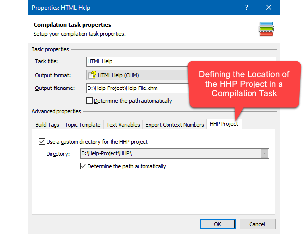 Setting a Custom HHP Directory in the Batch Compilation Mode