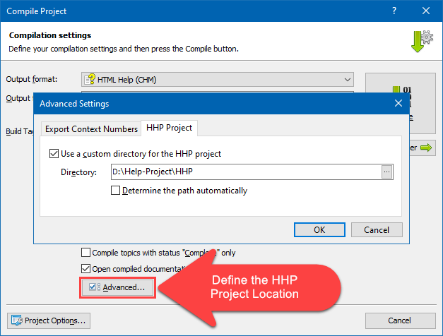 Setting a Custom HHP Directory in the Quick Compilation Mode