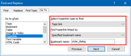 Finding Hyperlinks that Link to a Bookmark