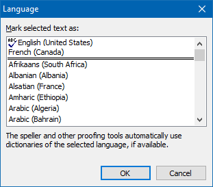 Setting the Language for Selected Text
