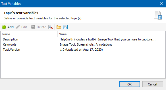 Defining Variables for Selected Topics