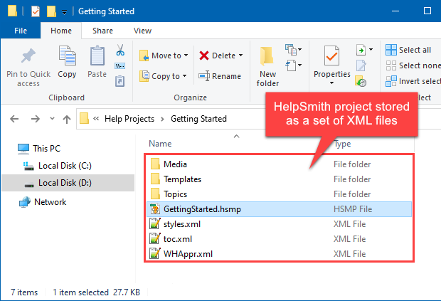 Help Project Stored as a Set of Separate XML Files