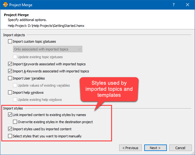 Importing Content with Styles