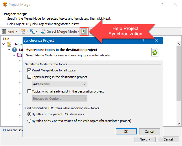 Synchronizing a Translated Help Project