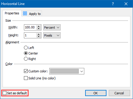 Editing Properties of a Horizontal Line