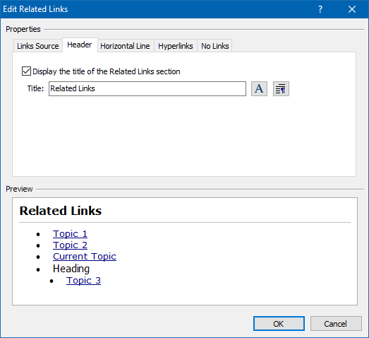 Customizing Header of a Related Links Block