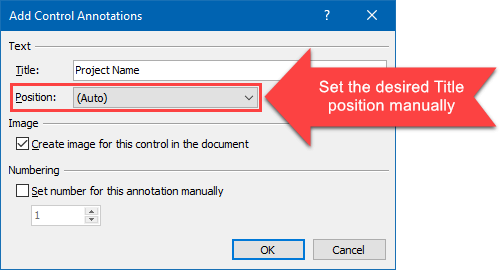 Setting the Title Position for a Control Annotation