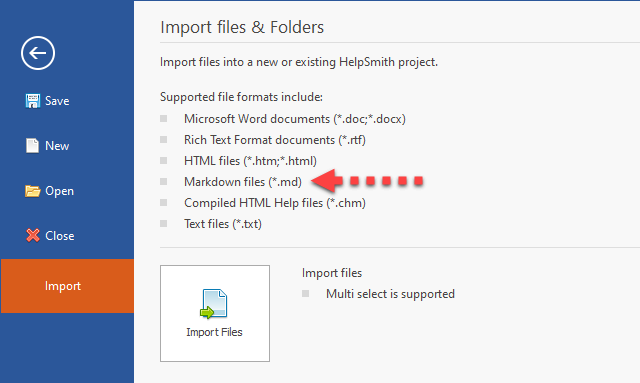 Importing Markdown Files with HelpSmith
