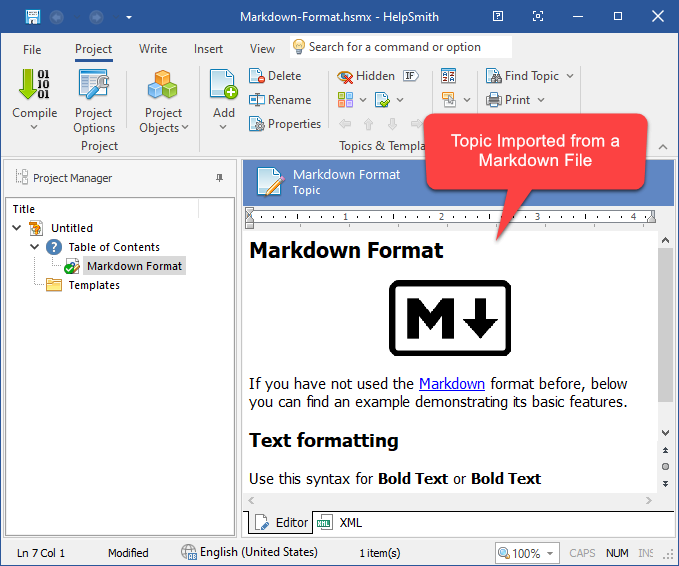 Markdown Document Imported with HelpSmith