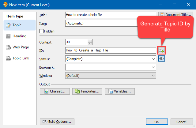 Generating the Topic ID Value by Title