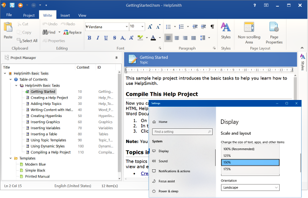 HelpSmith User Interface in High DPI Display Mode