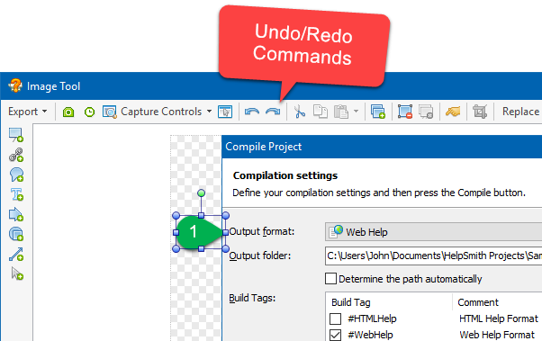 Undo/Redo Commands in the Image Tool