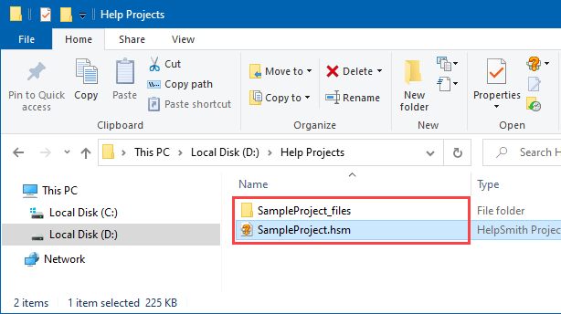 The Media Repository Folder of a Help Project (in Windows Explorer)