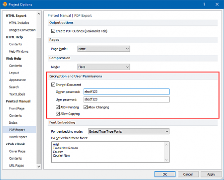 Password Protection Settings