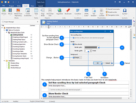 Writing Content in the HelpSmith's Word Processor