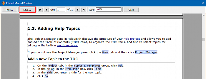Saving a Printed Manual to a File