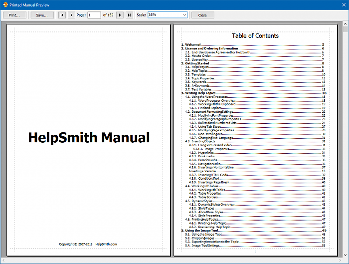 A Printed Manual generated with HelpSmith