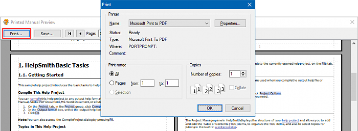 Printing a Manual Generated with HelpSmith