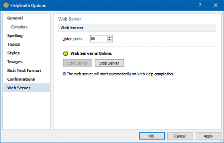 Local Web Server Settings