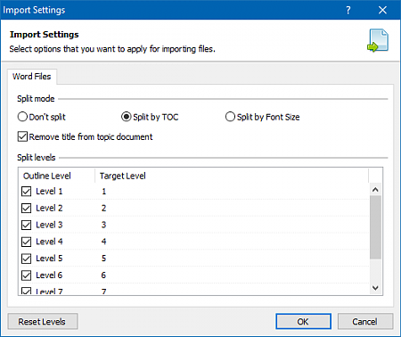 Using the Split by TOC Mode