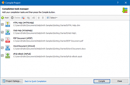 Compiling Help Project to Multiple Output Formats