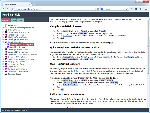 Web Help System Sample 1