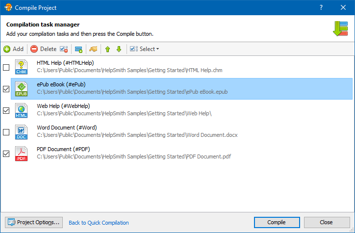 Generating Help Files and Documents from the Source Help Project