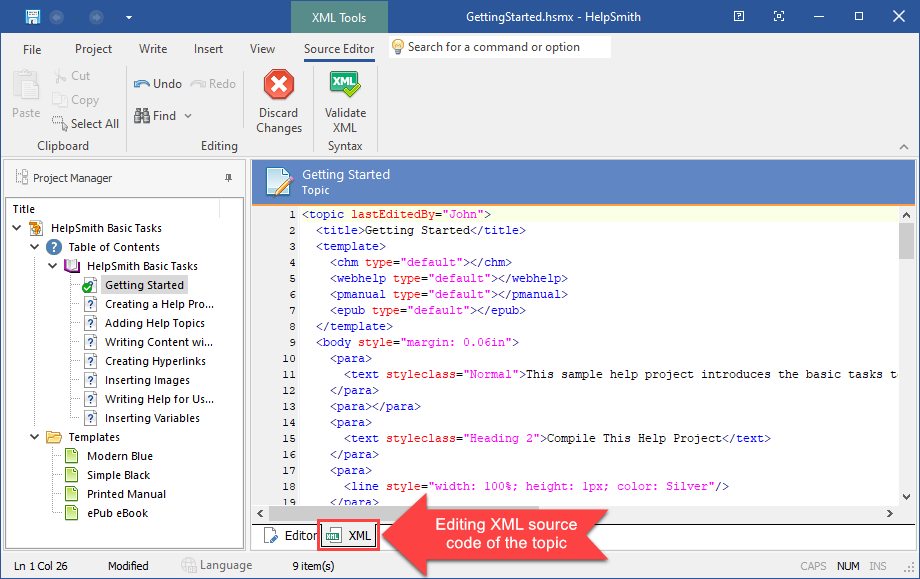 XML Source Editor