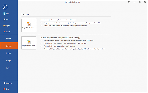 Saving a help project to the .HSMP format