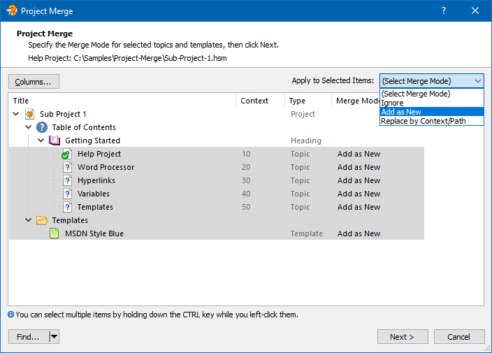 Importing Topics Using the "Add as New" Mode